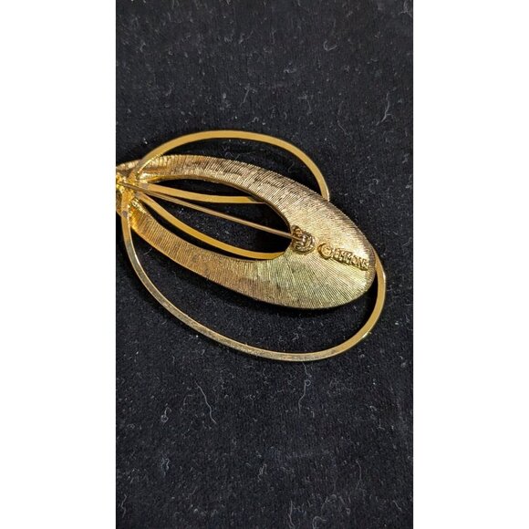 Vintage Emmons Brooch Gold tone Modernist Pin Abstract Mid-Century 2.75" - Picture 5 of 7